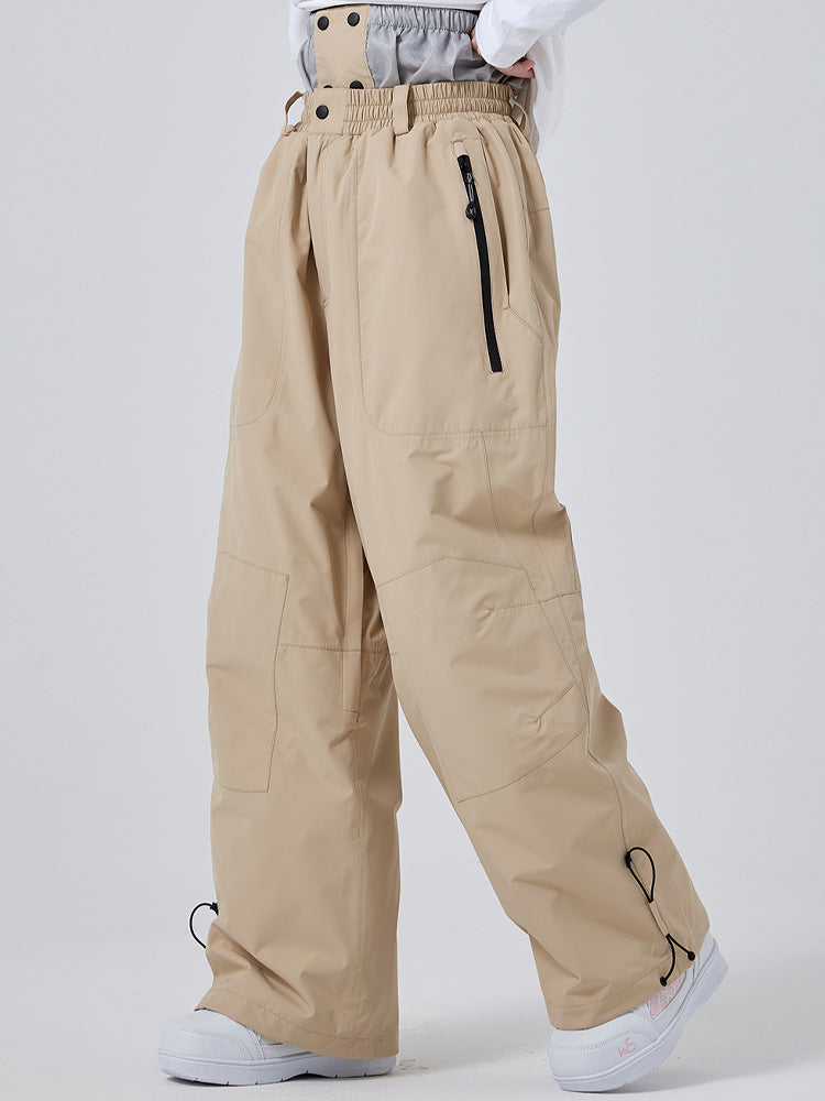 Women's Baggy Snowboard Pants | Snap-Front Wide-Leg Ski Pants