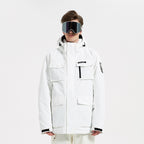 Men's Insulated Ski Jacket - Hooded Cargo Snow Jacket