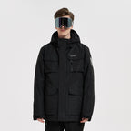 Men's Insulated Ski Jacket - Hooded Cargo Snow Jacket