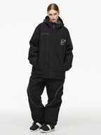 Black baggy ski suit set on model