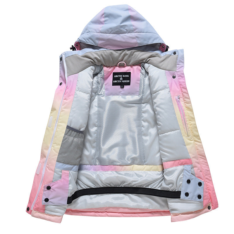 Kids rainbow ski jacket interior lining and insulation
