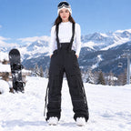 Women's Waterproof Ski Bibs Warm Snow Pants Overalls with Suspenders