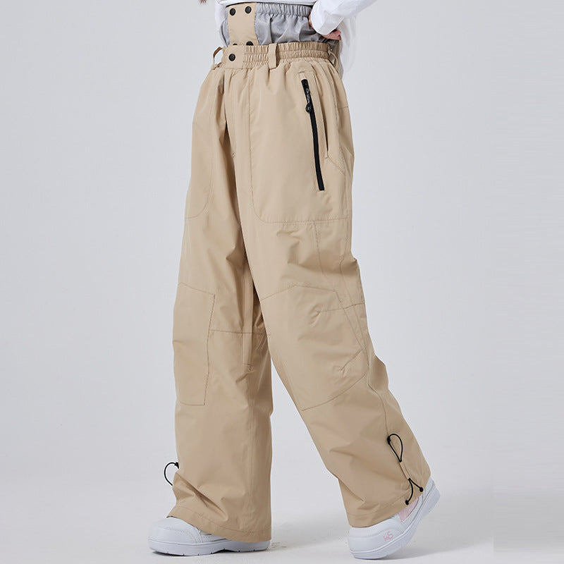 Women's Baggy Snowboard Pants | Snap-Front Wide-Leg Ski Pants