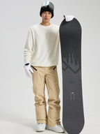 Men's Utility Snow Pants in Khaki – Full Body View with Snowboard
