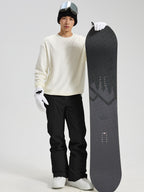 Men's Utility Snow Pants in Black – Full Body View with Snowboard