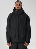 Black men's relaxed fit full-zip ski jacket - front view