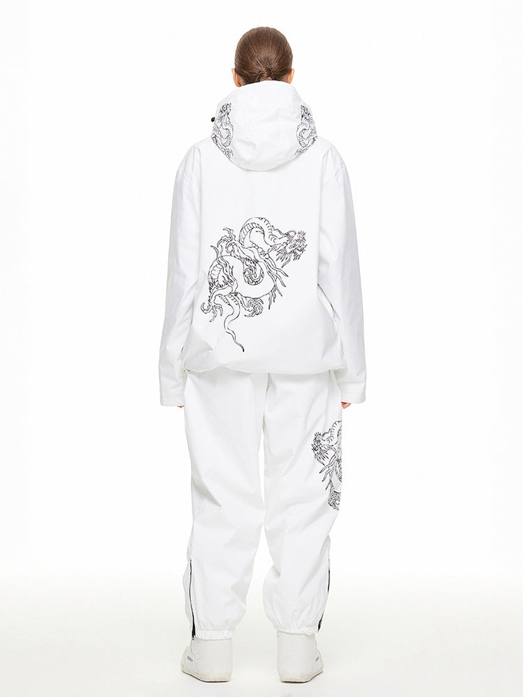 White baggy snow suit set - back view