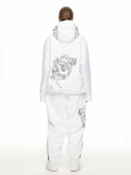 White baggy snow suit set - back view