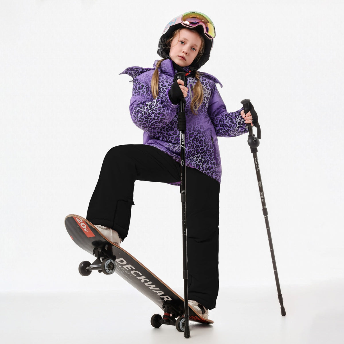 Kids Leopard Print Ski Jacket & Bib Set