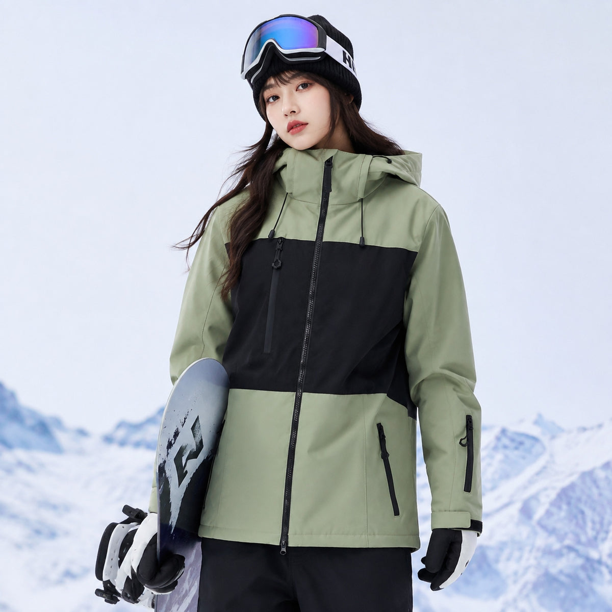 Unisex Color-Block Ski Jacket | Hooded Shell Snowboard Coat