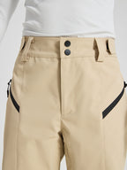 Men's Utility Snow Pants in Khaki – Waistband with Double Snap Buttons Detail