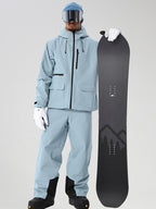 Light Blue men's full-zip ski jacket and light blue pants set - matching jacket and pants with snowboard