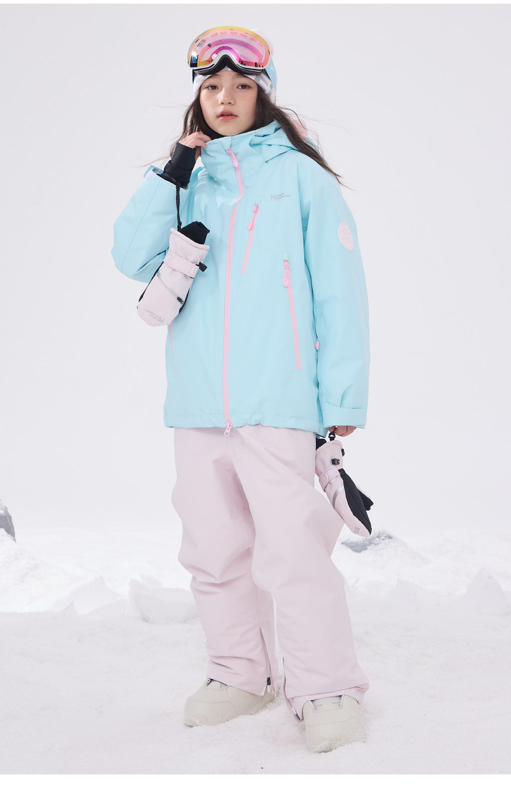 Kids' 3L shell ski jacket full-length outdoor shot
