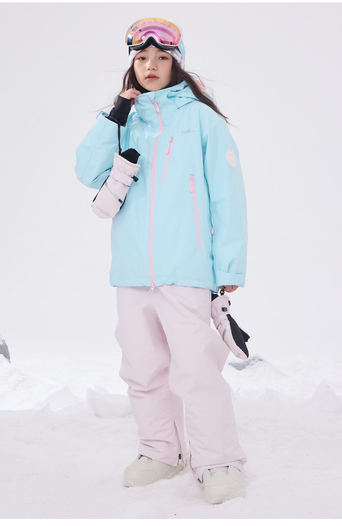 Kids' 3L shell ski jacket full-length outdoor shot