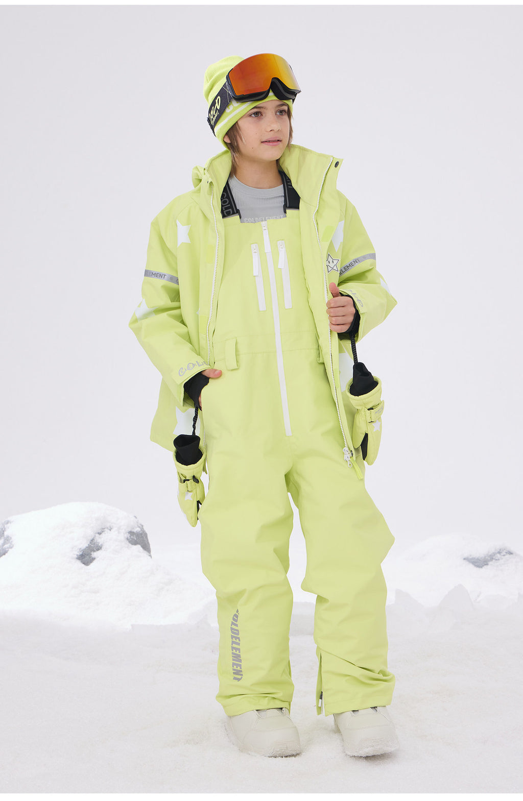 Lime kids insulated ski jacket with chest zip pockets