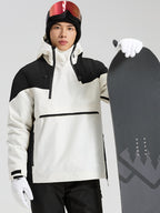 Men's navy and khaki anorak ski jacket front view