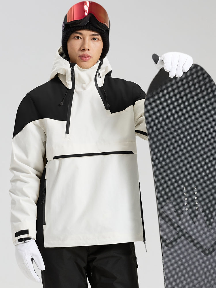 Men's navy and khaki anorak ski jacket front view