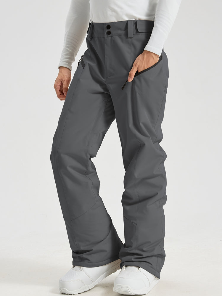 Men's Utility Snow Pants in Gray – Front View, Hand in Zippered Pocket