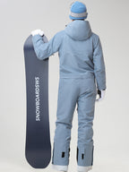 Men's Insulated One-Piece Ski Suit in Light Blue - Back View