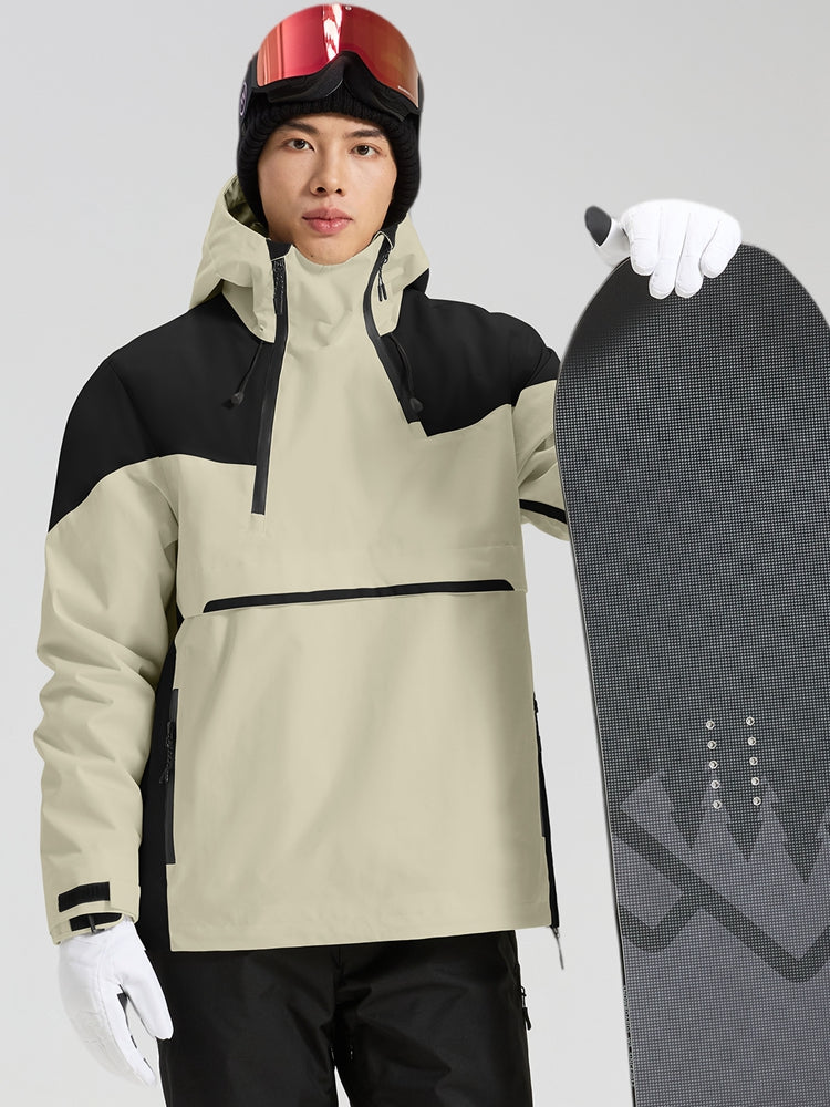 Men's black and khaki anorak ski jacket front view