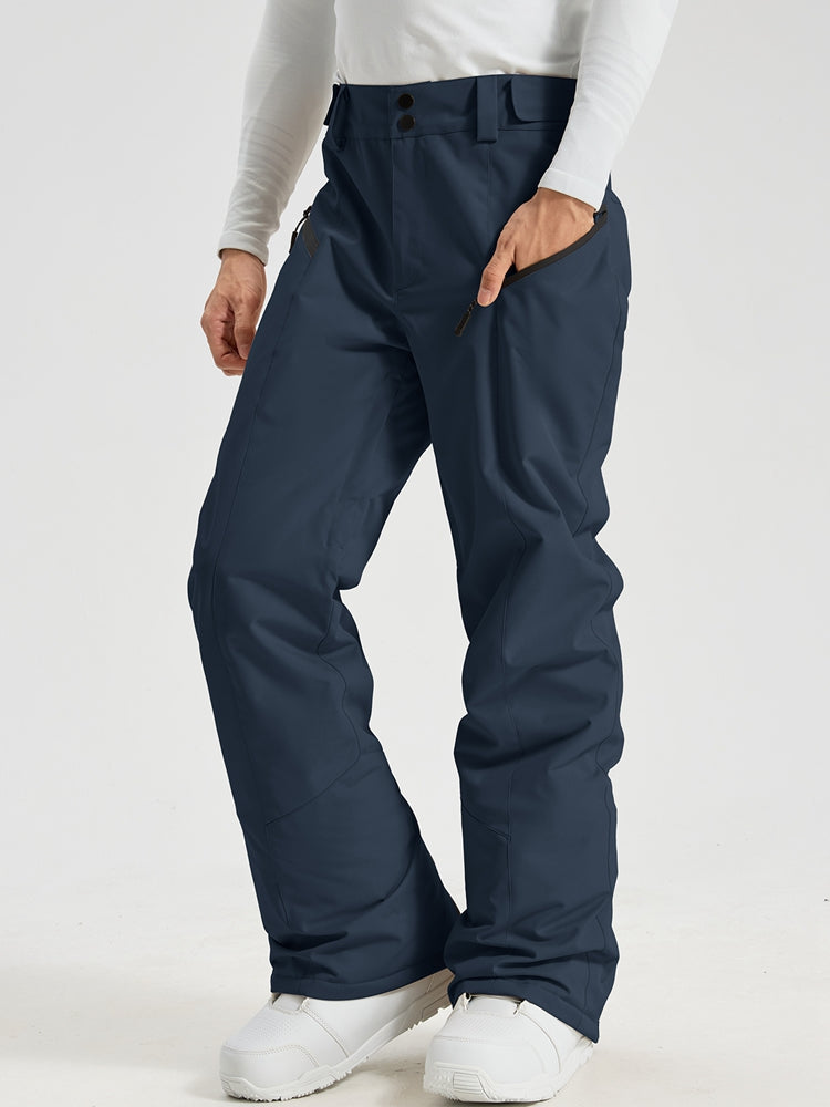 Men's Utility Snow Pants in Navy – Front View, Hand in Zippered Pocket