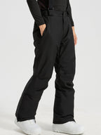 YEEFINE men's Black ski pants with suspenders, side view