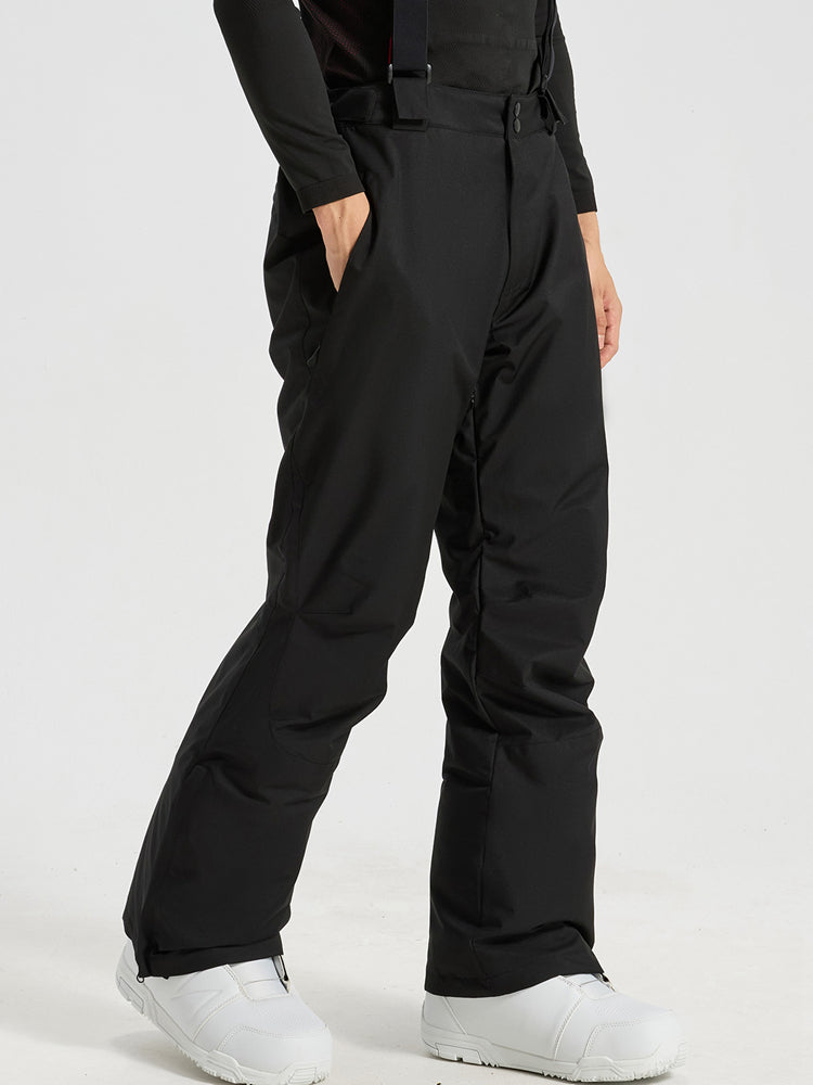 YEEFINE men's Black ski pants with suspenders, side view