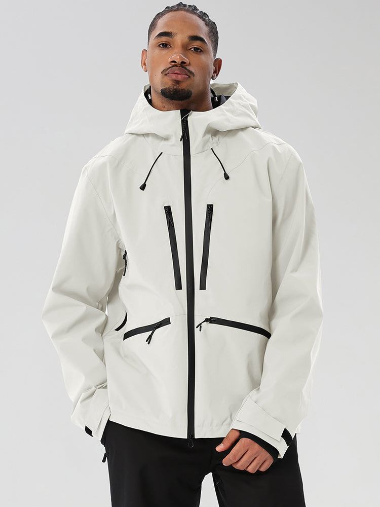 YEEFINE men's Beige snowboard jacket - zip chest and hand pockets