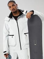 White men's relaxed fit full-zip ski jacket - with snowboard