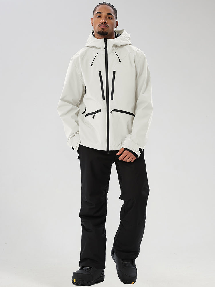 YEEFINE men's Beige jacket and black snow pants - full set front view