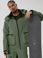 Army Green men's relaxed fit full-zip ski jacket - with snowboard