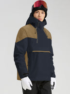 Men's navy and khaki anorak ski jacket side view