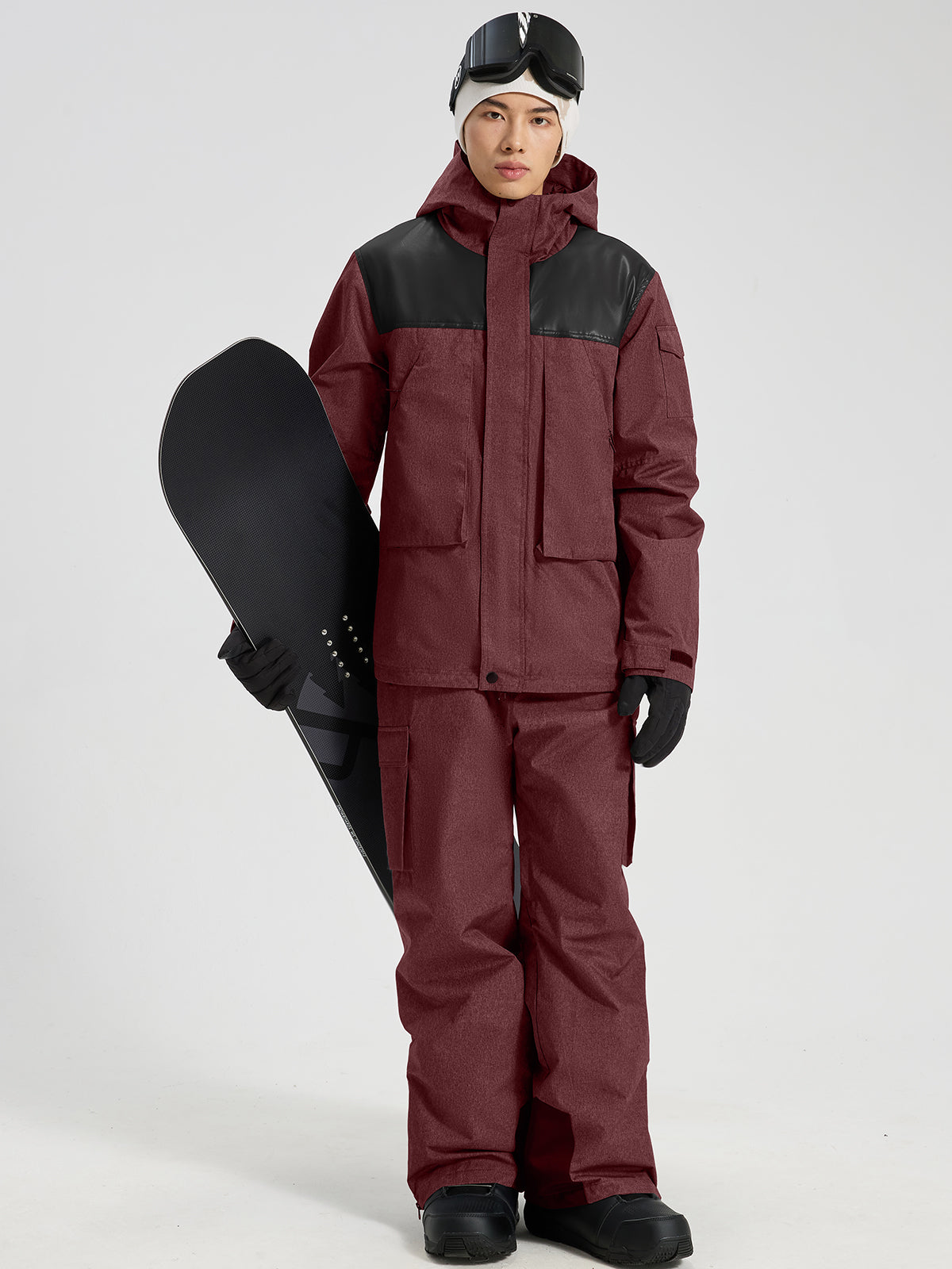 Men's Ski Jacket & Bibs Set in Khaki – Front View
