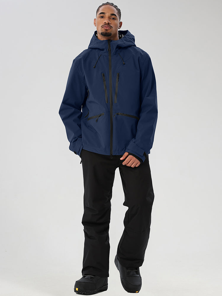 YEEFINE men's Blue jacket and black snow pants - full set front view
