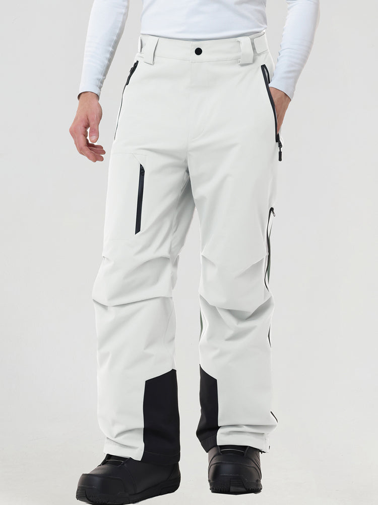 Men's insulated ski pants in White - full front view