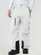 Men's insulated ski pants in White - full front view