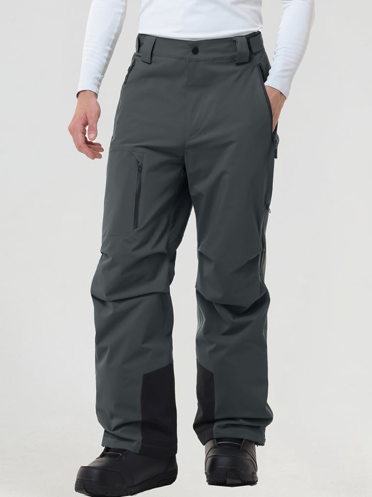 Men's insulated ski pants in Dark Grey - full front view