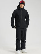 Men's black 2-piece snowboard jacket and pants set front view