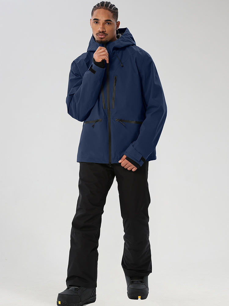 YEEFINE men's Blue snowboard set - front view with collar