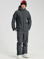 Men's dark grey 2-piece snowboard jacket and pants set front view