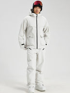 Men's white ski jacket and snow pants set front view