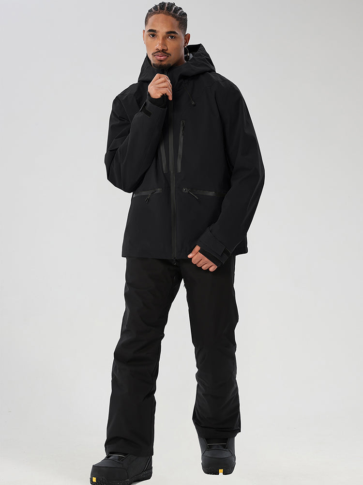 YEEFINE men's Black snowboard set - front view with collar