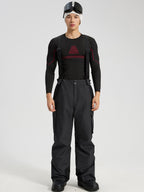 Men's Ski Jacket & Bibs Set in Black – Bib Pants Back View with Suspenders