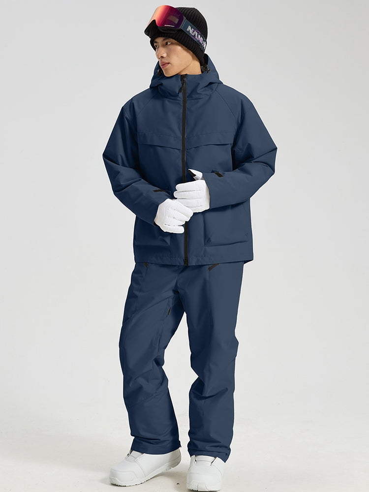 Men's navy 2-piece ski suit three-quarter view