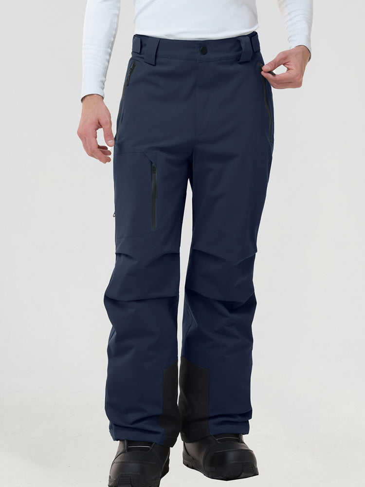 Men's insulated ski pants in Navy - side profile view
