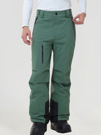 Men's insulated ski pants in Green - full front view