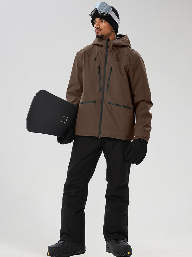 YEEFINE men's Brown snowboard set - angled view