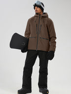 YEEFINE men's Brown snowboard set - angled view