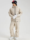 Men's khaki 2-piece snowboard set side view