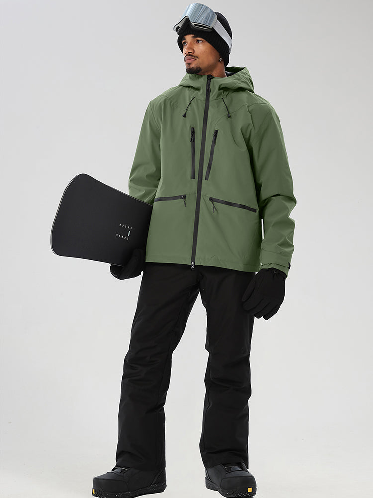 YEEFINE men's Army green snowboard set - angled view